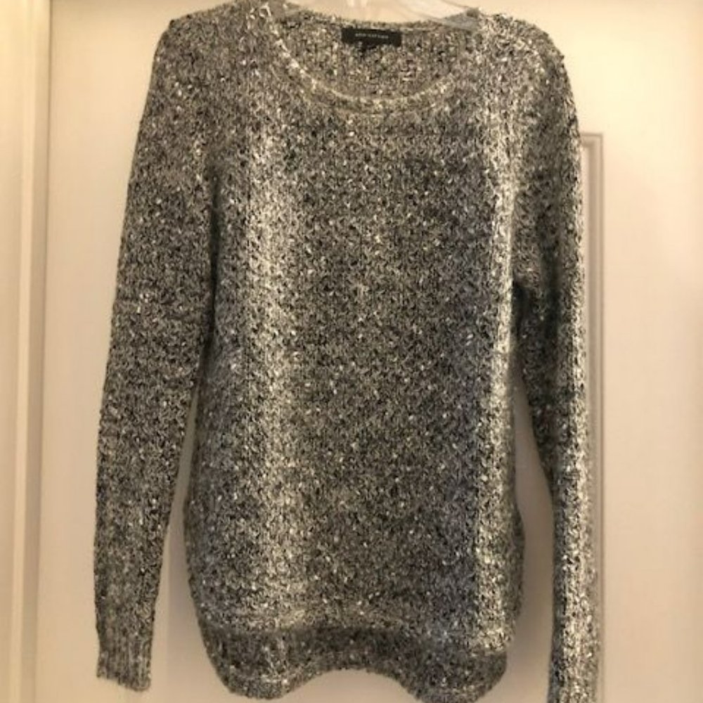Ann Taylor Angora-Look Black & White Sweater - XS